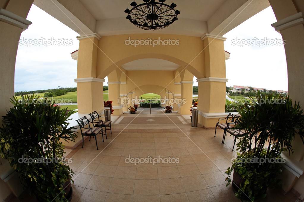 a front gate of a Cancun resort