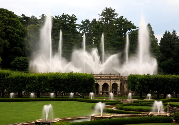 Un espectáculo de fuentes en un jardín botánico — Foto de Stock