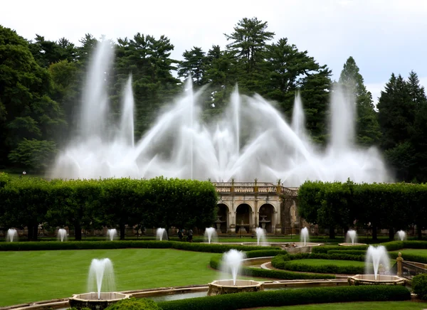 Un espectáculo de fuentes en un jardín botánico — Foto de Stock