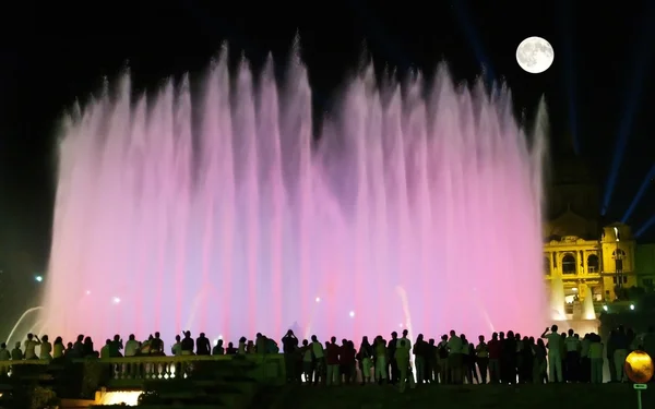 The magnificent fountains in the night in Barcelona — Stock Photo, Image