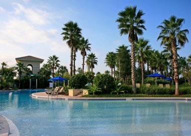Peyzaj ve havuz bir tatil