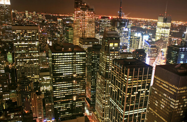 New York City midtown skyline at dark