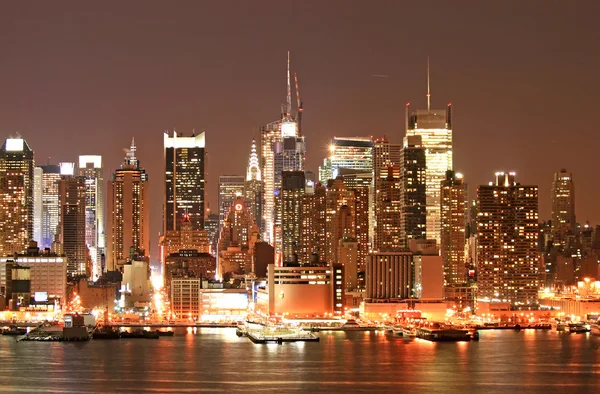 Manhattan Skyline at Christmas Eve — Stock Photo, Image