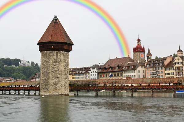 Il fiume Ruess nel centro di Lucerna — Foto Stock