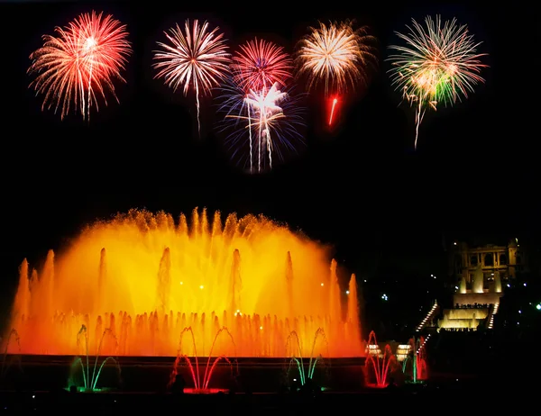 在巴塞罗那的蒙特惠克喷泉 — 图库照片