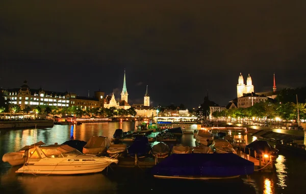 The night view of major landmarks in Zurich — Stock Photo, Image