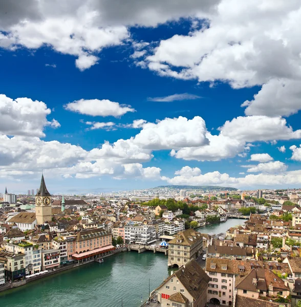 La vue aérienne du paysage urbain de Zurich — Photo