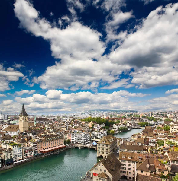 La vista aérea del paisaje urbano de Zurich —  Fotos de Stock