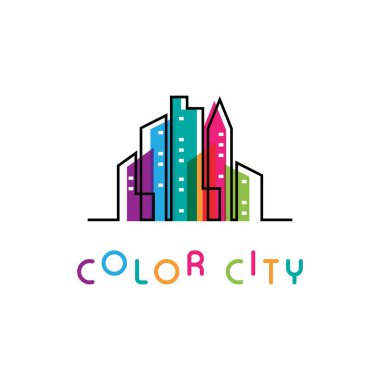 Düz tasarımlı Modern Şehir siluet vektör çizimi