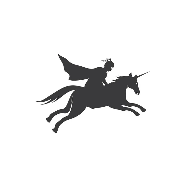 Cavallo Cavaliere Eroe Logo Vector Design — Vettoriale Stock