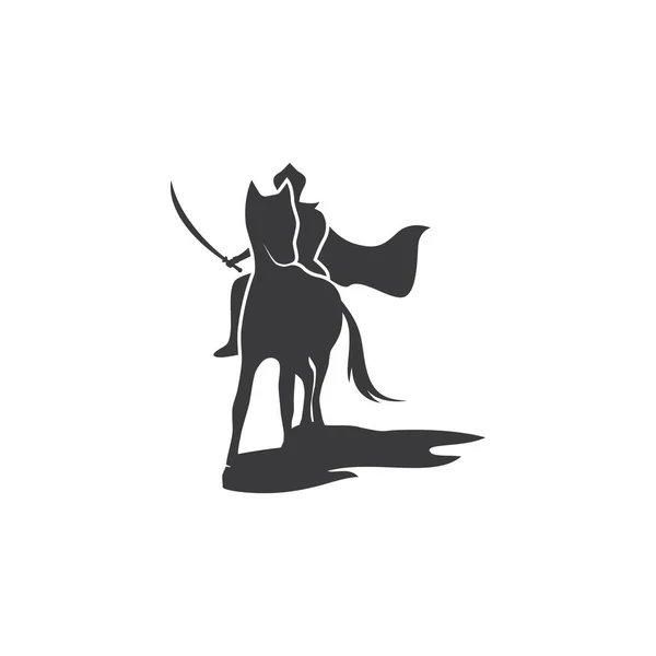 Cavalo Cavaleiro Herói Logotipo Vetor Design — Vetor de Stock