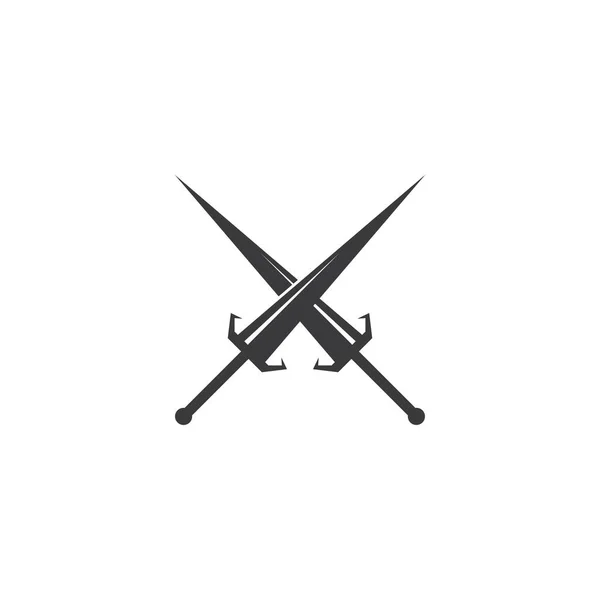 Sword Εικονογράφηση Λογότυπο Διάνυσμα Επίπεδη Σχεδίαση — Διανυσματικό Αρχείο