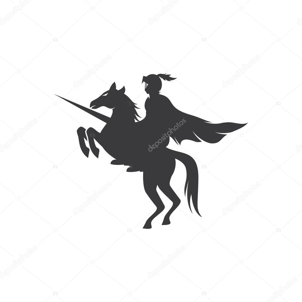 Horse knight hero logo vector design