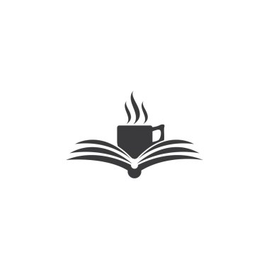 Kahve ve kitap logosu vektör düz tasarım