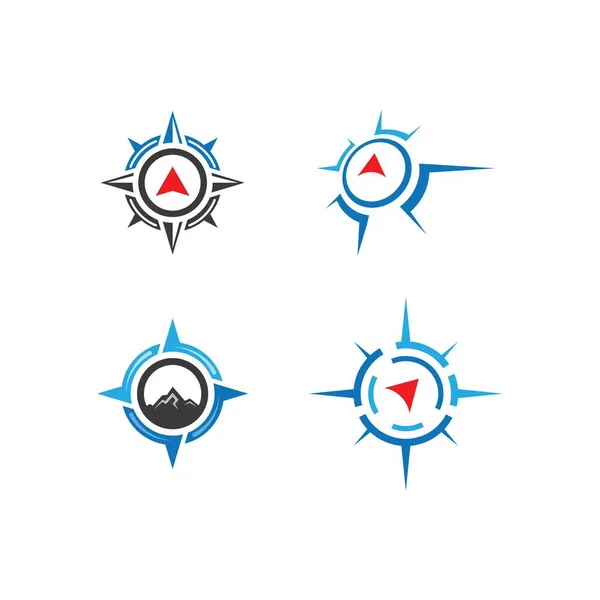 Bússola Logotipo Modelo Vetor Ícone Ilustração Design — Vetor de Stock