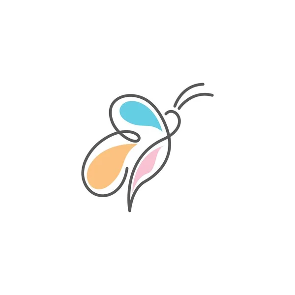 Beauty Butterfly Linea Illustrazione Logo Modello Vettoriale Design — Vettoriale Stock