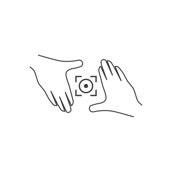 Hand Gesture Photography Logo Design Vector Template — Stock Vector