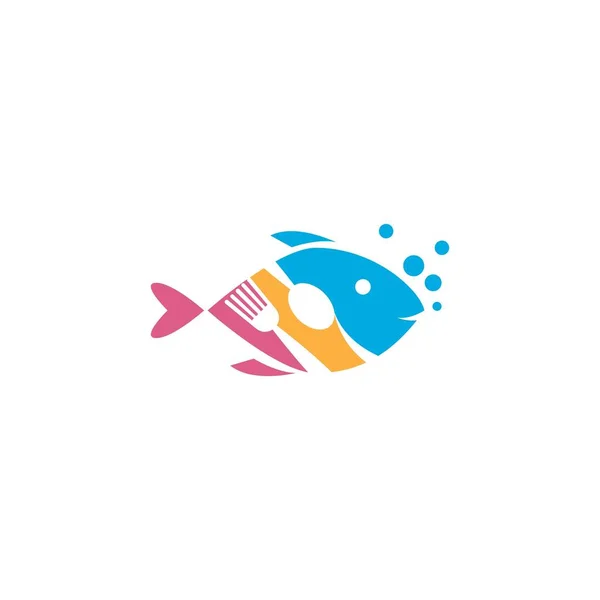 Deniz Ürünleri Çatalı Kaşık Logo Vektörü Düz Tasarım — Stok Vektör