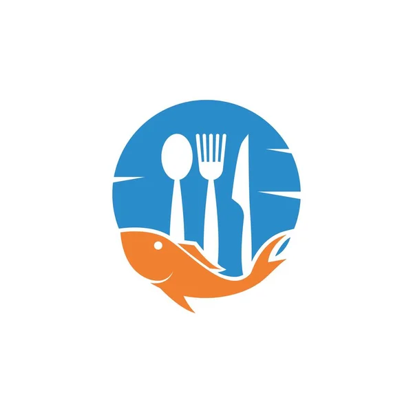 Tenedor Mariscos Cuchara Logo Vector Diseño Plano — Vector de stock