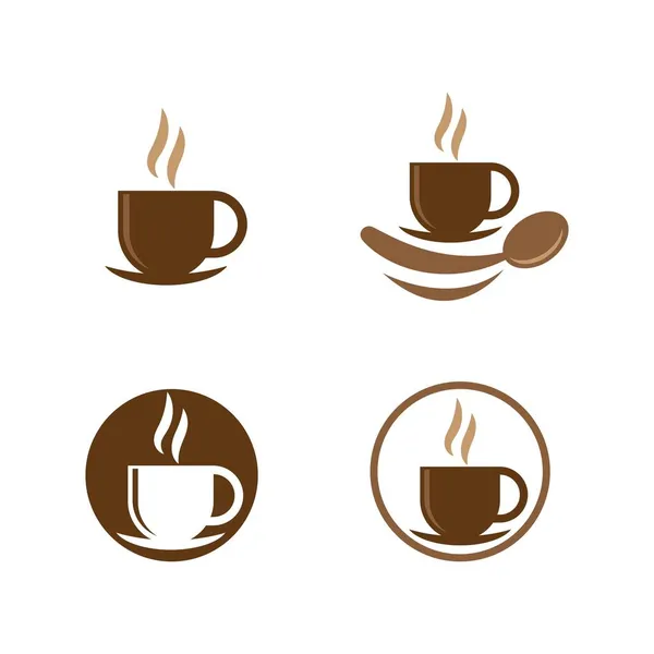 Filiżanka Kawy Logo Wzór Wektor Płaski Projekt — Wektor stockowy