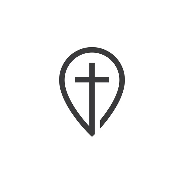 Kerk Locatie Logo Vector Ilustratie Template — Stockvector