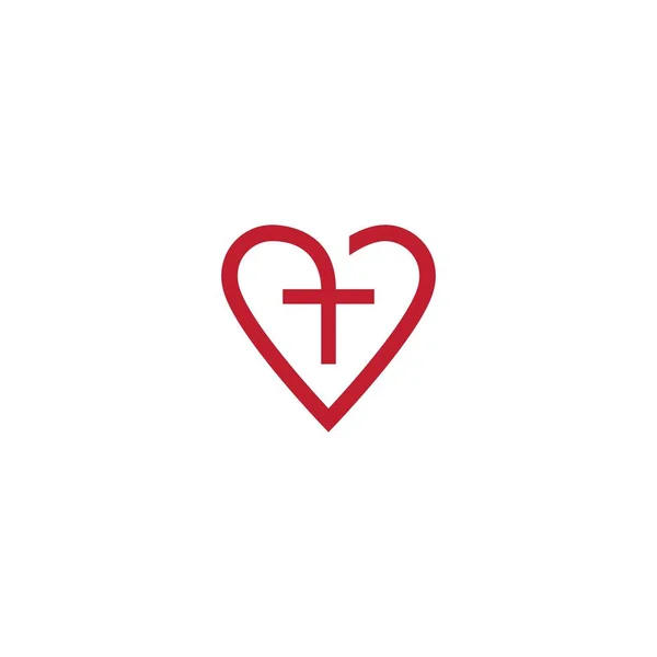 Cross Och Kärlek Logotyp Vektor Illustration Platt Design — Stock vektor