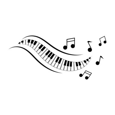 Piyano vektör ilüstrasyonu düz tasarım şablonu