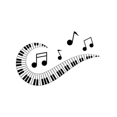 Piyano vektör ilüstrasyonu düz tasarım şablonu