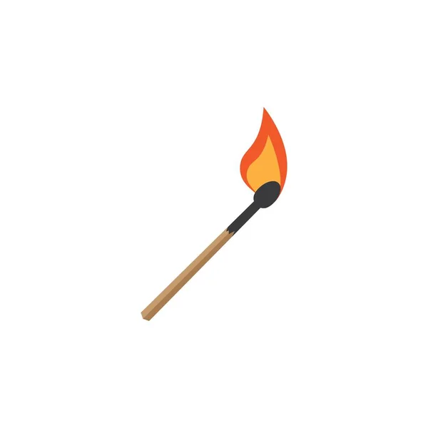 Match Burning Illustration Vector Flat Design — Stock Vector