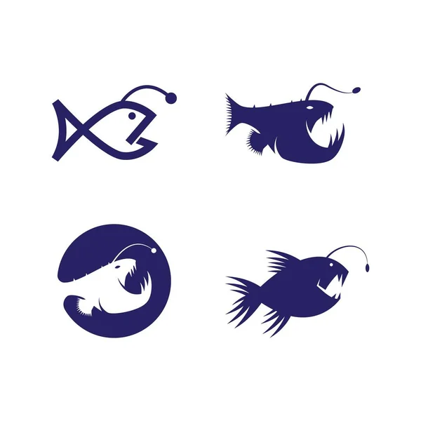 Pêcheur Poisson Logo Illustration Vecteur Plat Design — Image vectorielle