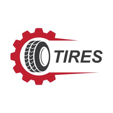 Lastikler ve vites çizimi logo vektör şablonu
