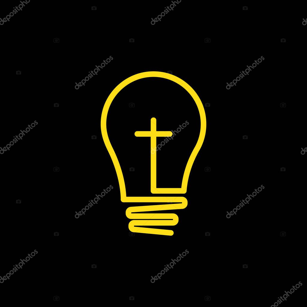 Church and bulb ilustration logo vector design