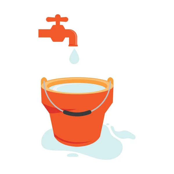 Water Bucket Icon Flat Design — Stock Vector