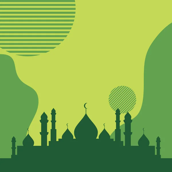 Bannière Affiche Ramadhan Kareem Vecteur Design Plat Papier Peint — Image vectorielle