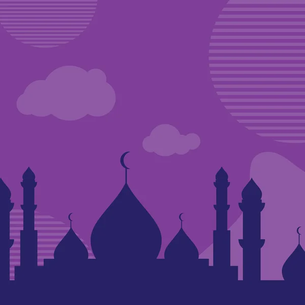 Bannière Affiche Ramadhan Kareem Vecteur Design Plat Papier Peint — Image vectorielle
