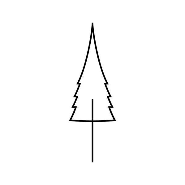 松の木のラインアイコンベクトルフラットデザイン — ストックベクタ