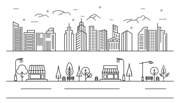 Skyline Ciudad Silueta Ciudad Vector Ilustración Diseño Plano — Vector de stock