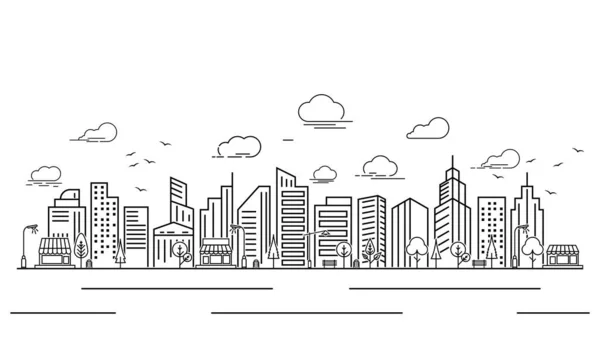 Skyline Ciudad Silueta Ciudad Vector Ilustración Diseño Plano — Vector de stock