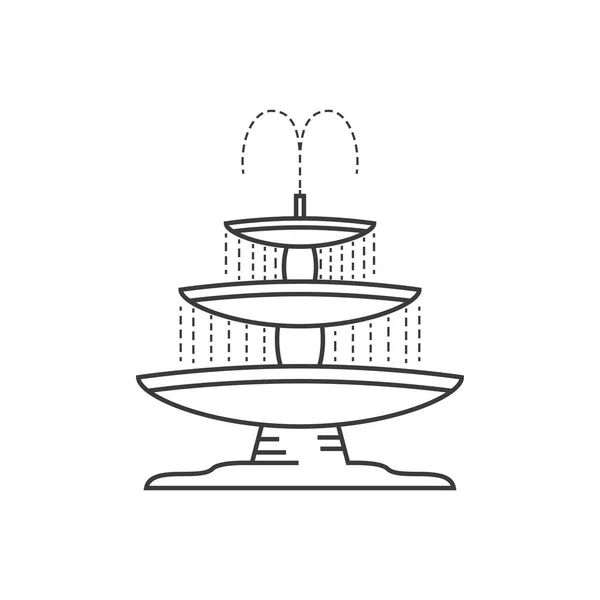 City Fountain Line Icon Vector Flat Design — Stock Vector