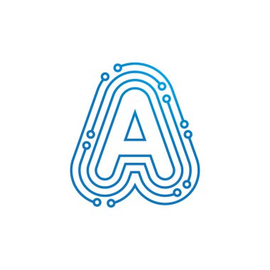 İlk harf Circuit teknolojisi çizim logo vektör şablonu