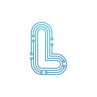 L ilk harfi Circuit teknolojisi logo vektör şablonu