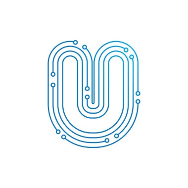 U ilk harfi Circuit teknolojisi logo vektör şablonu