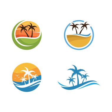 Palmiye ağacı illüstrasyon logo şablonu vektör tasarımı
