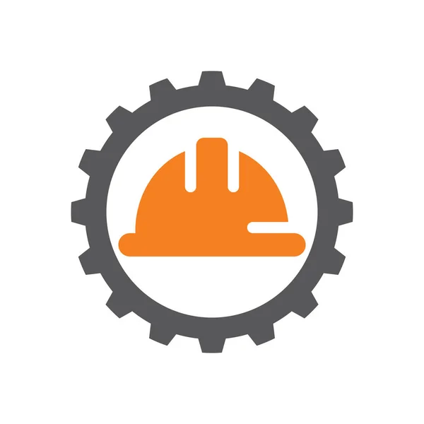 Οικοδόμος Καπέλο Κράνος Εργάτη Λογότυπο Διάνυσμα Επίπεδη Σχεδίαση — Διανυσματικό Αρχείο