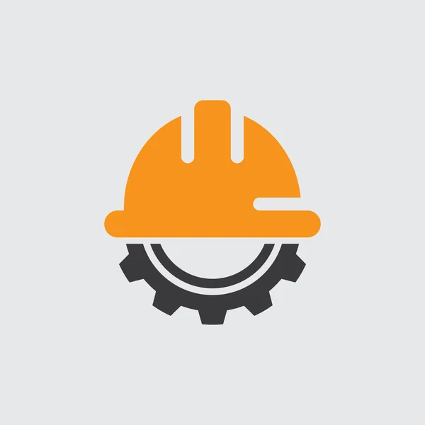Εργαλείο Και Εργαζόμενος Καπέλο Κράνος Εργαζόμενος Λογότυπο Διάνυσμα Επίπεδη Σχεδίαση — Διανυσματικό Αρχείο