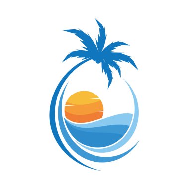 Palmiye ağacı illüstrasyon logo şablonu vektör tasarımı