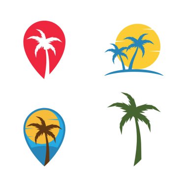Palmiye ağacı illüstrasyon logo şablonu vektör tasarımı