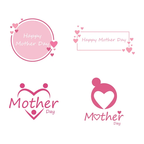 Happy Mother Day Postcard Logo Vector Flat Design — Stock Vector