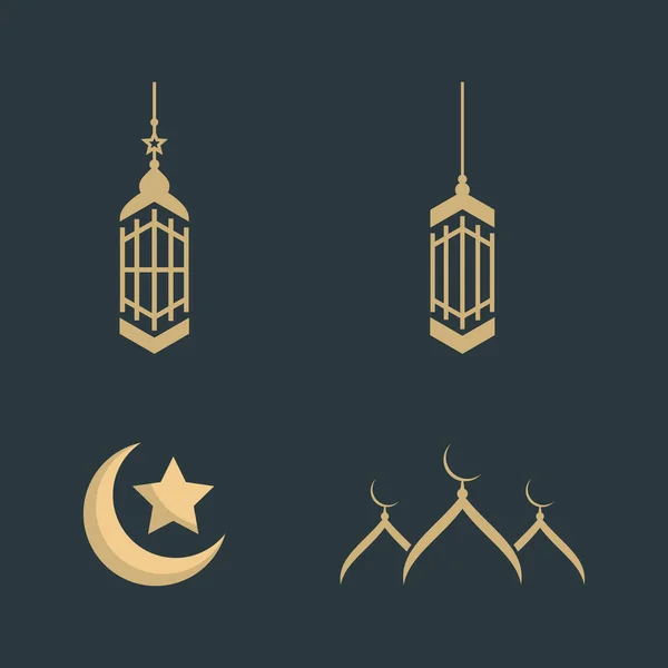 Moschea Silhouette Logo Illustrazione Vettore Design Piatto — Vettoriale Stock