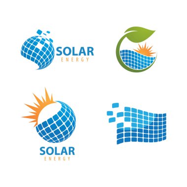 Güneş paneli logo vektör düz tasarımı